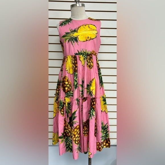 Dolce & Gabbana Pineapple Dress - 100% Cotton - Size 44 (Italy) Designer - Picture 1 of 11